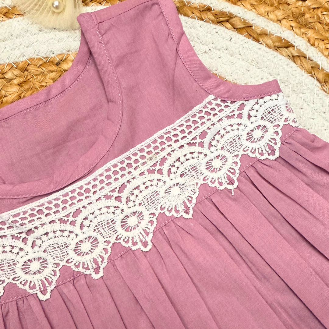 Summer Blossom Cotton Dress with Shorts – Lace Edition