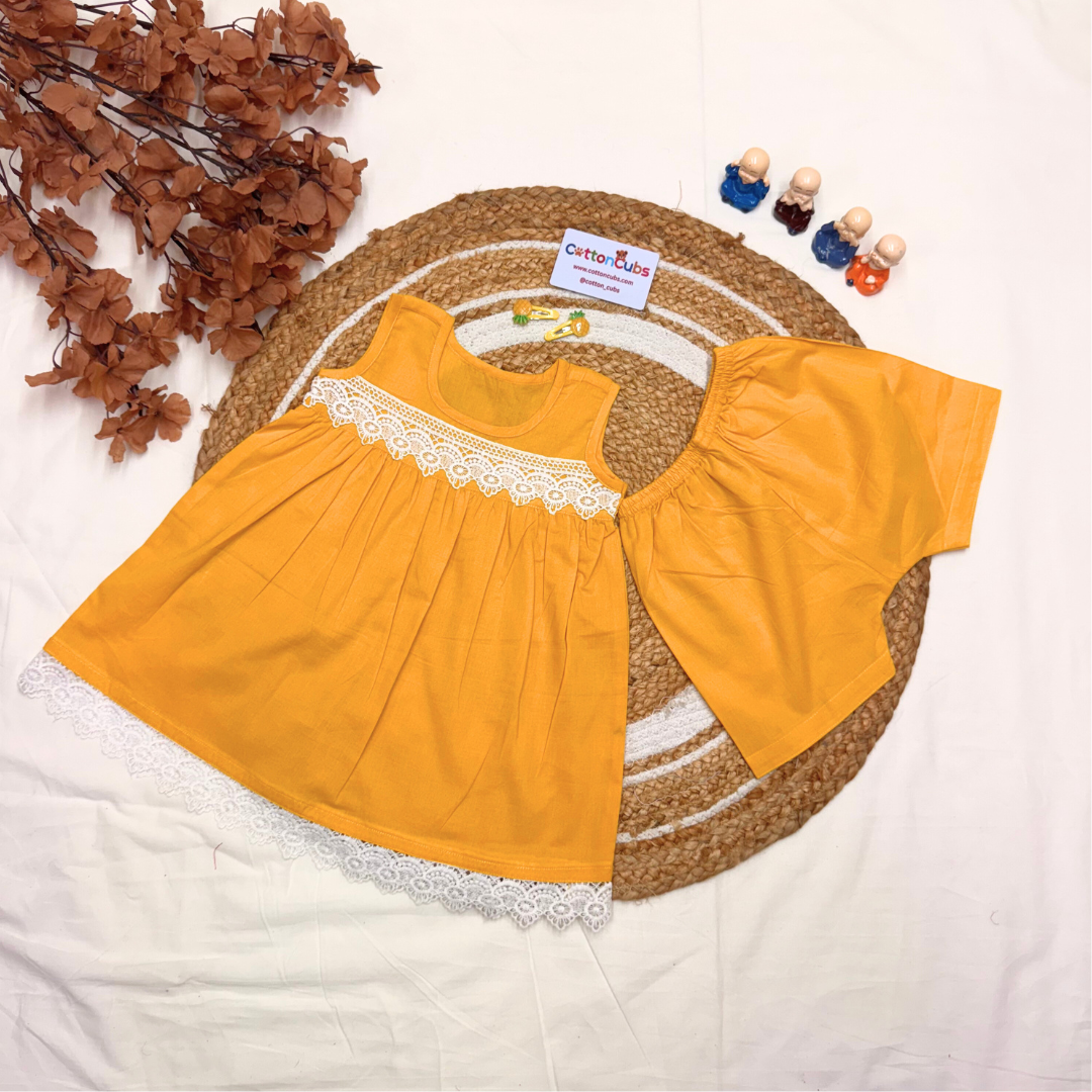 Summer Blossom Cotton Dress with Shorts – Lace Edition