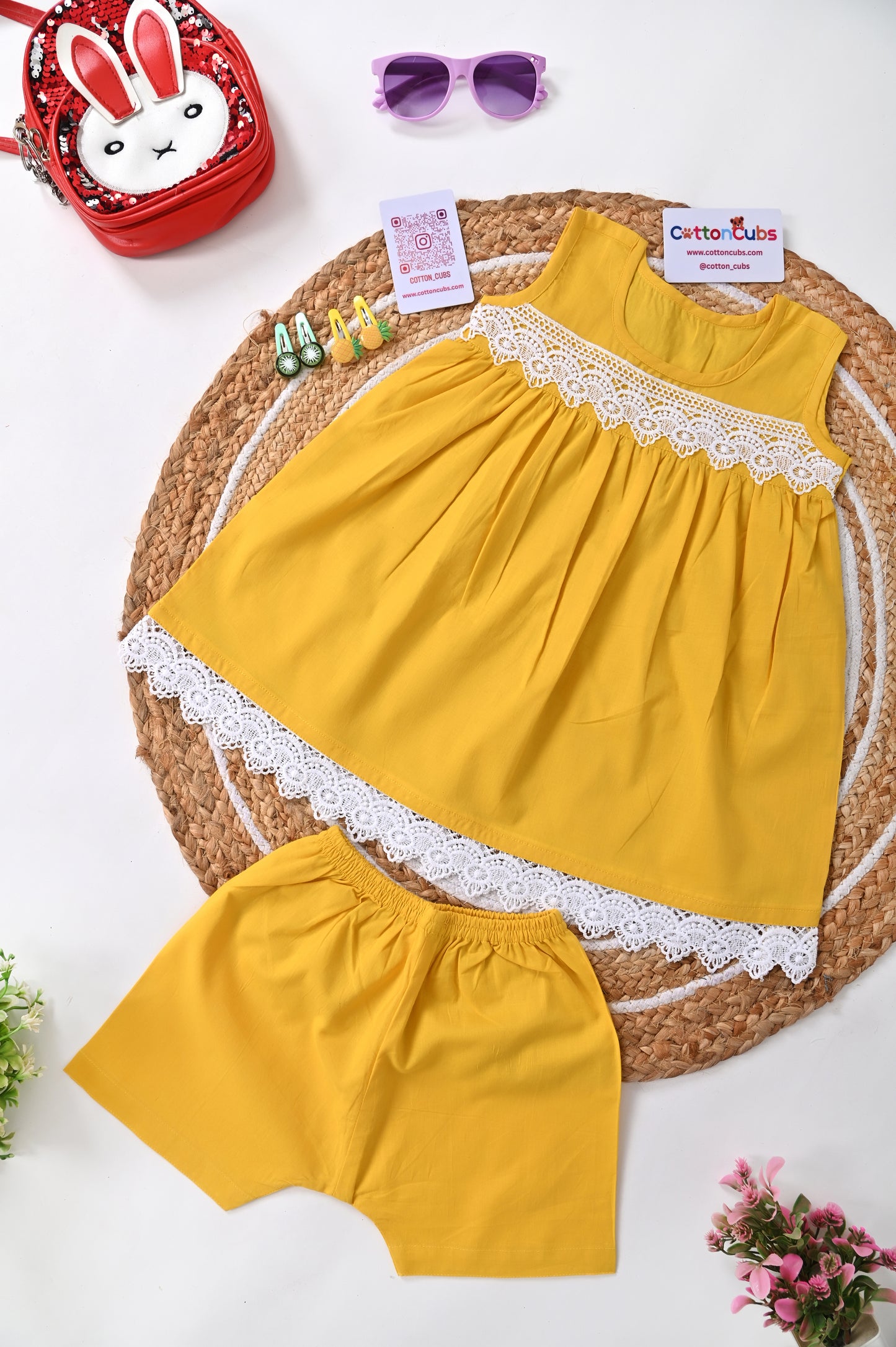 Summer Blossom Cotton Dress with Shorts