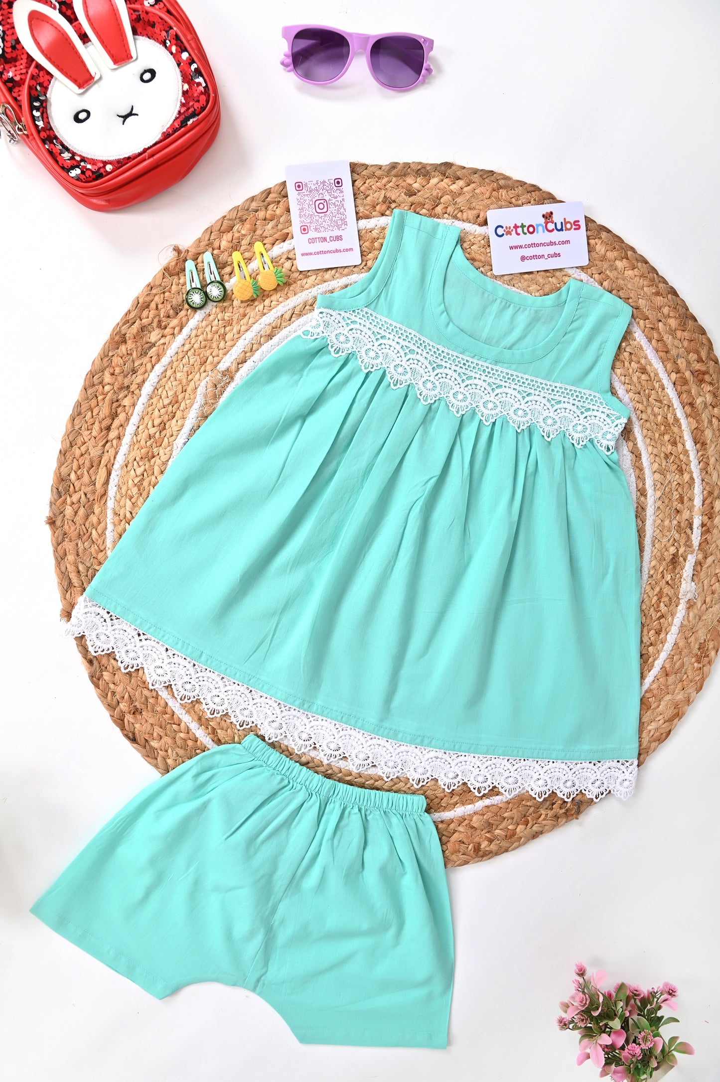 Summer Blossom Cotton Dress with Shorts