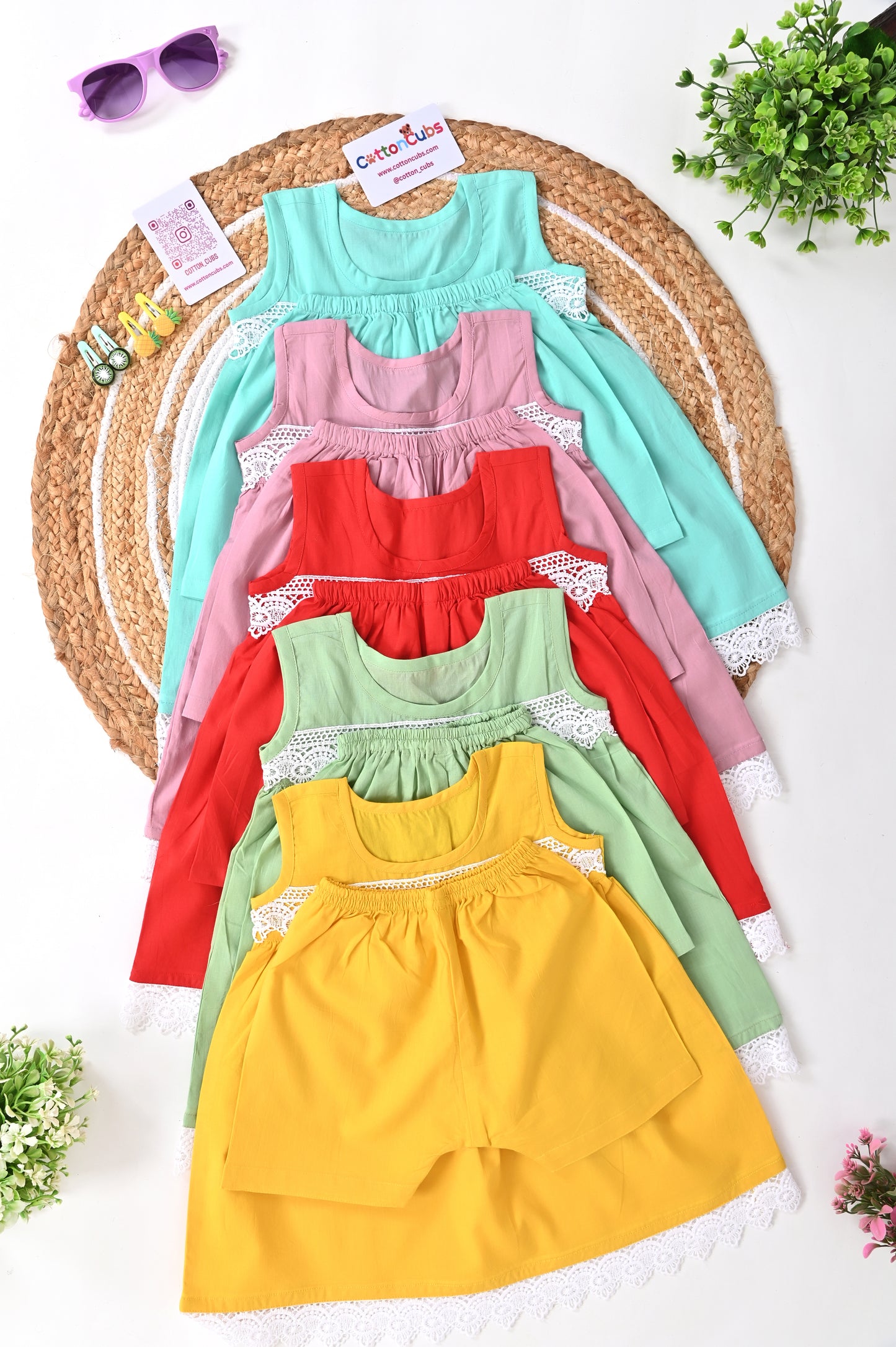 Summer Blossom Cotton Dress with Shorts