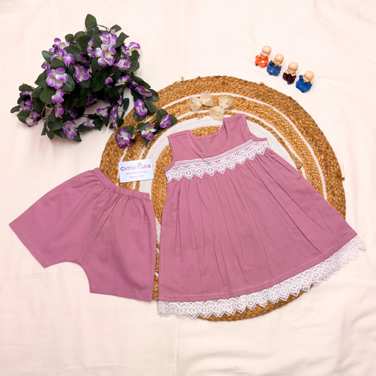 Summer Blossom Cotton Dress with Shorts – Lace Edition