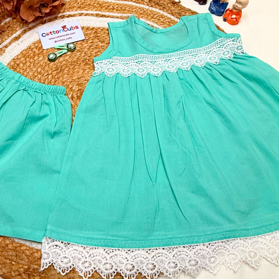 Summer Blossom Cotton Dress with Shorts – Lace Edition