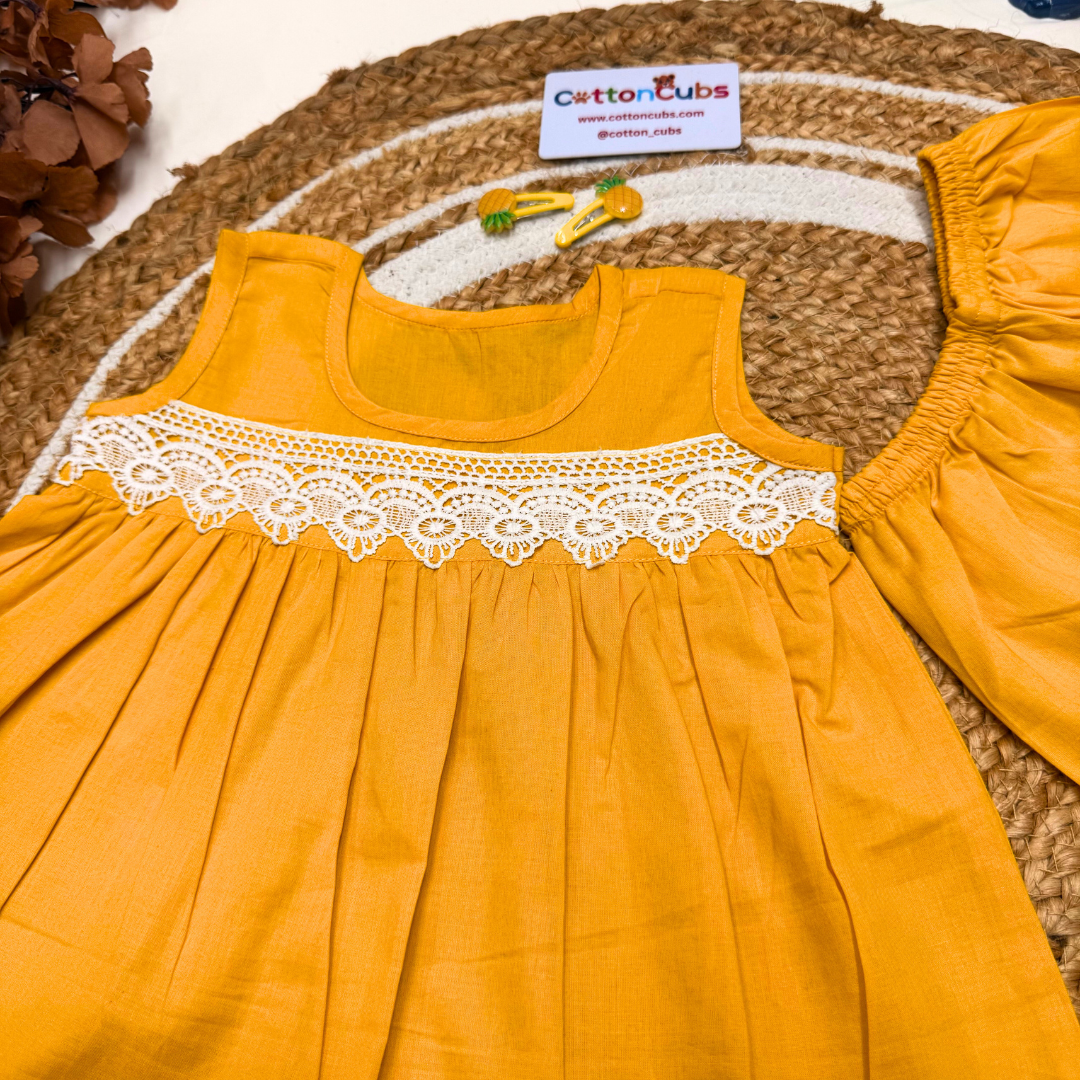 Summer Blossom Cotton Dress with Shorts – Lace Edition