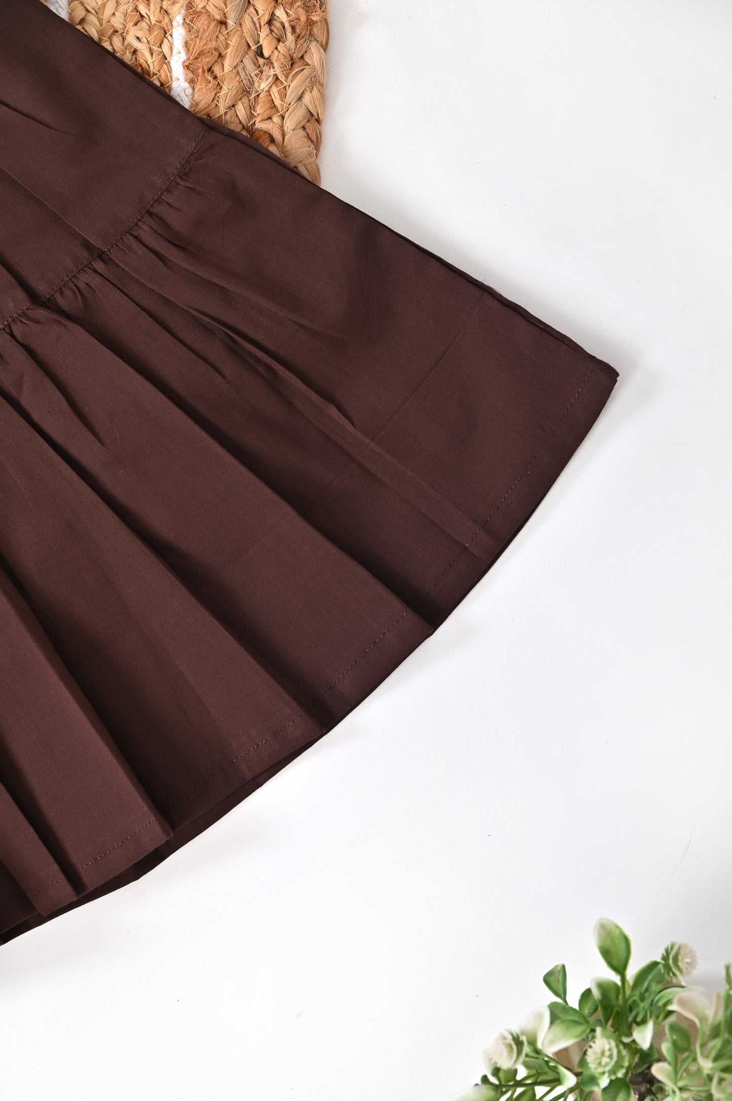 Solid Smocked Cotton Frock – 3 Colors (Black | Brown | Red)
