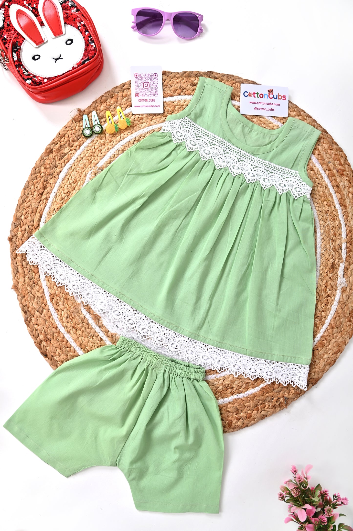 Summer Blossom Cotton Dress with Shorts