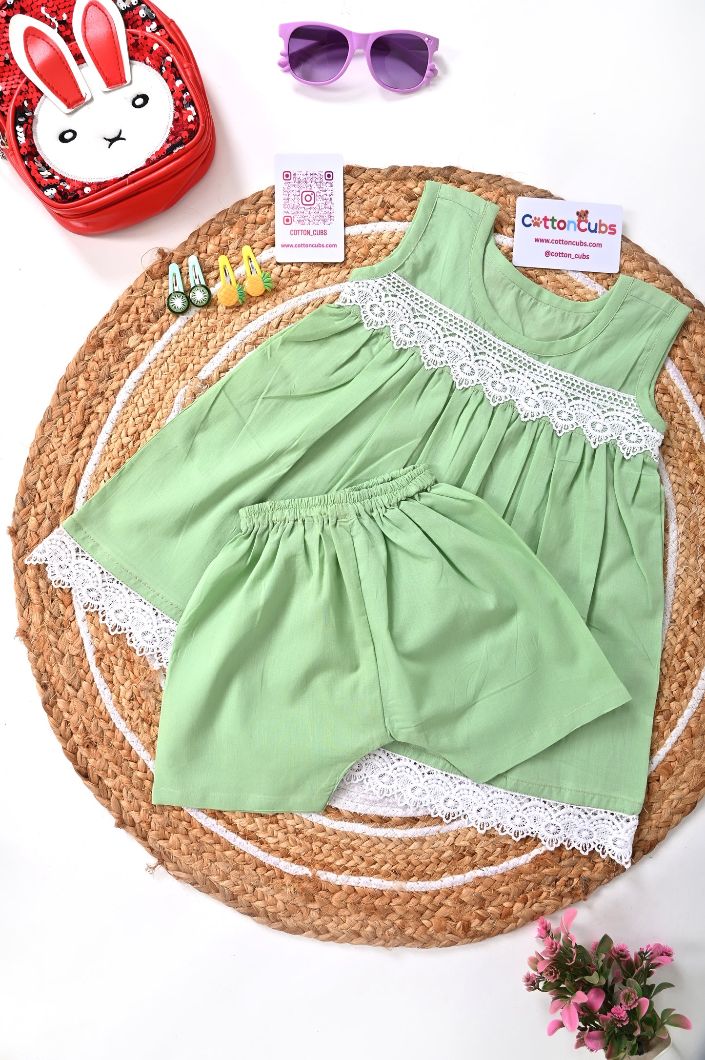 Summer Blossom Cotton Dress with Shorts