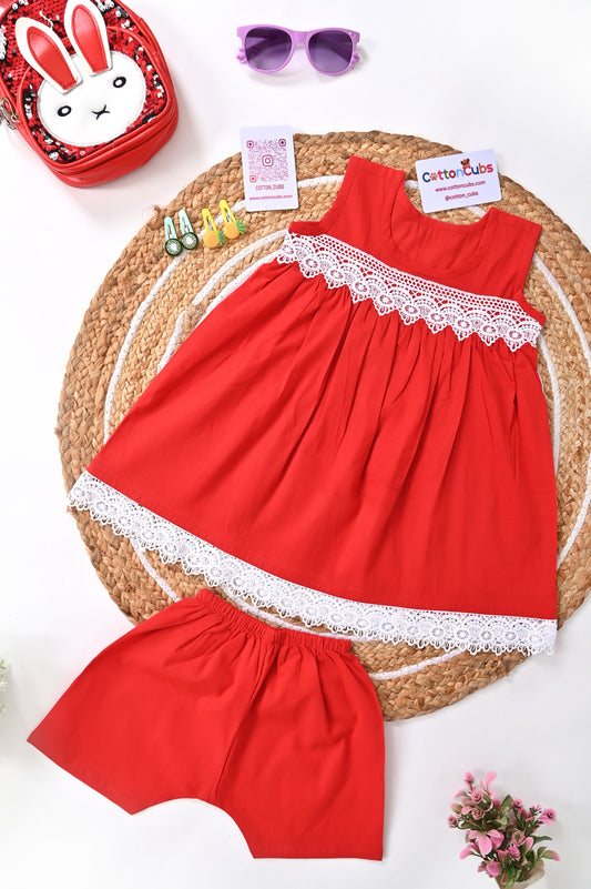 Summer Blossom Cotton Dress with Shorts