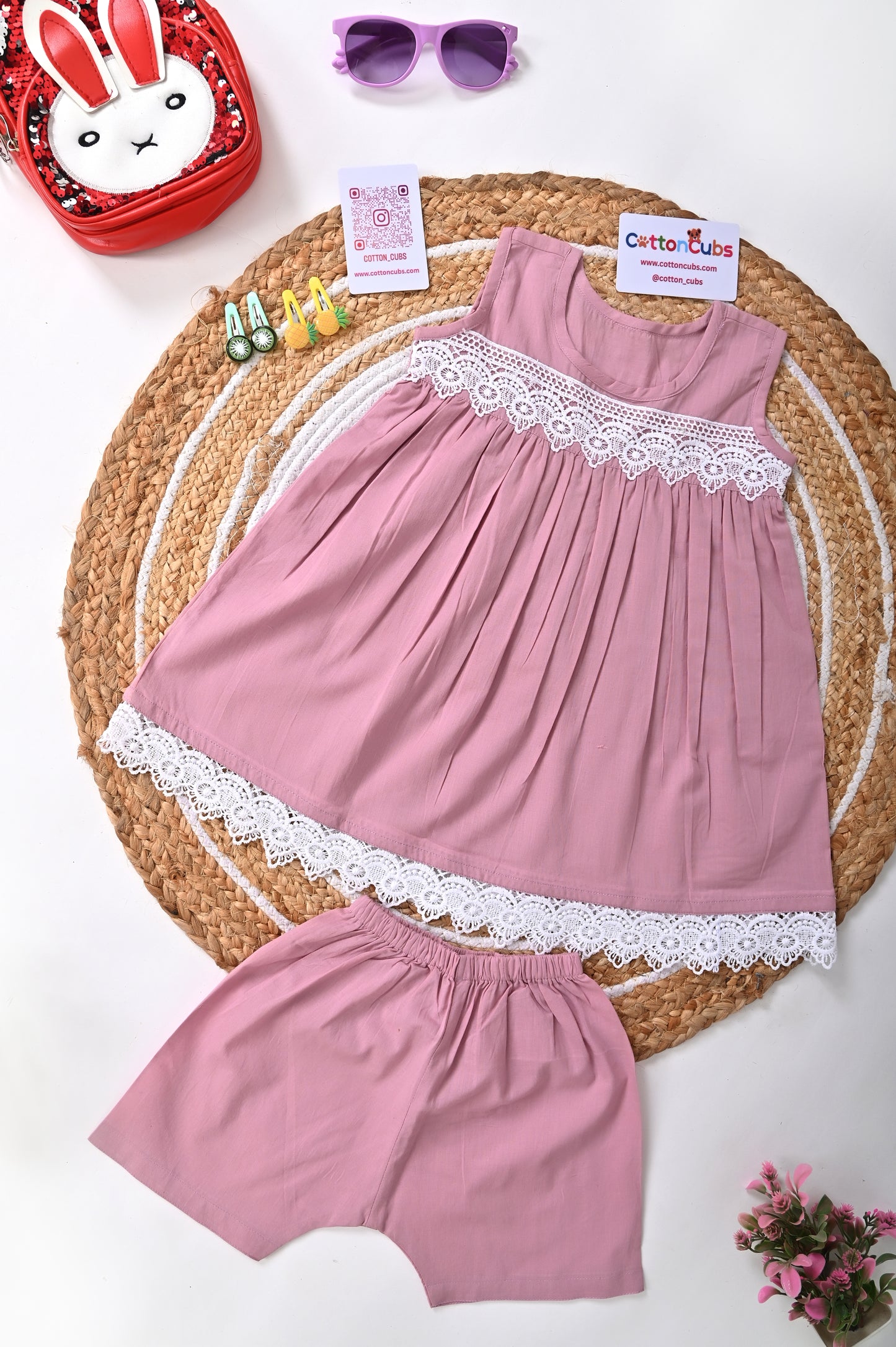 Summer Blossom Cotton Dress with Shorts