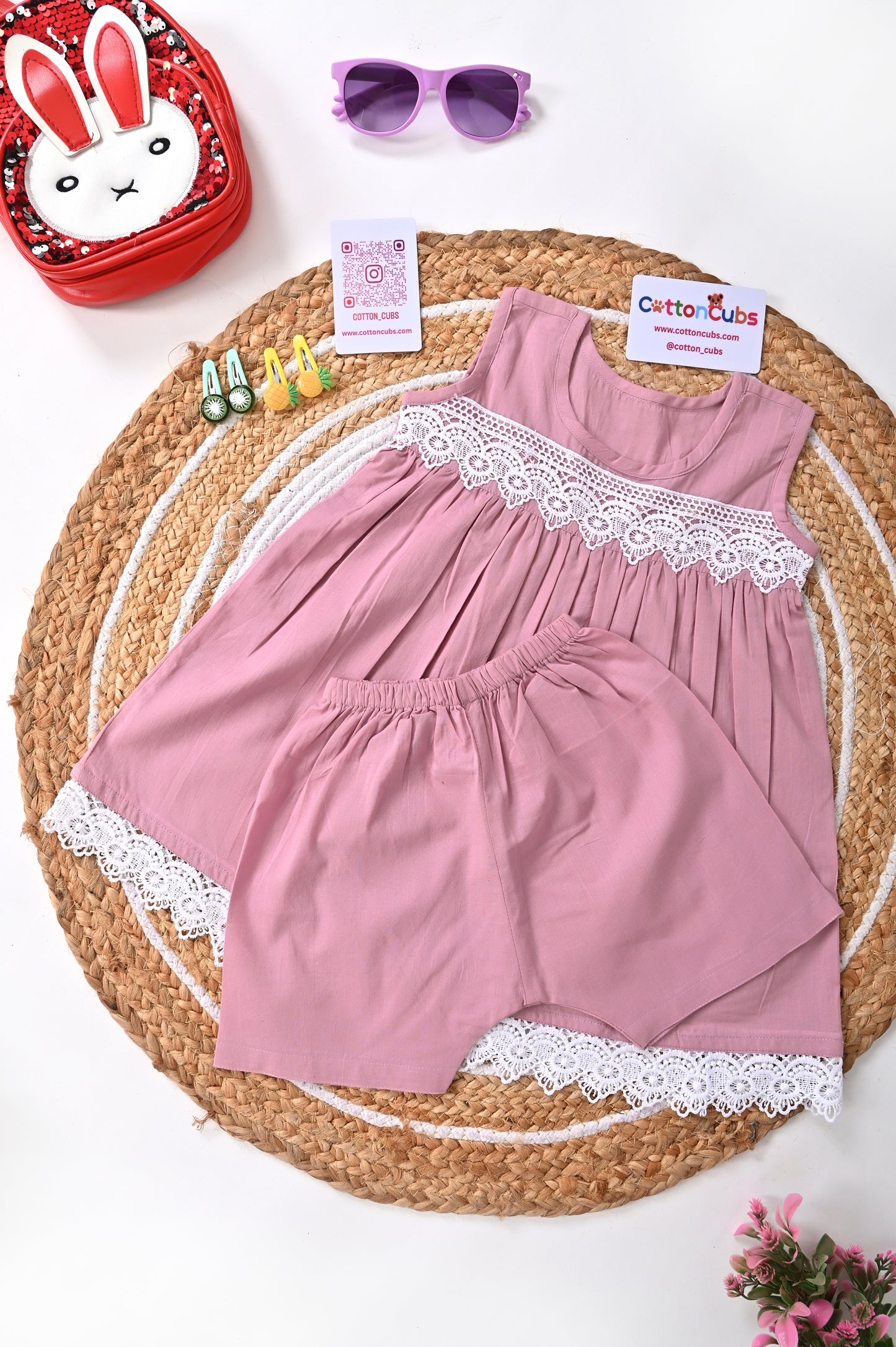 Summer Blossom Cotton Dress with Shorts