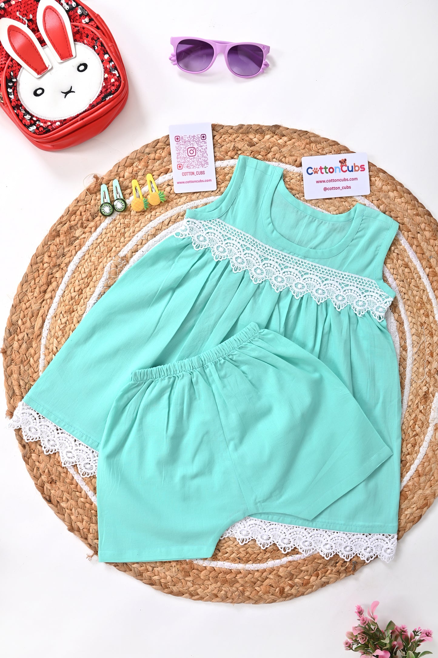 Summer Blossom Cotton Dress with Shorts