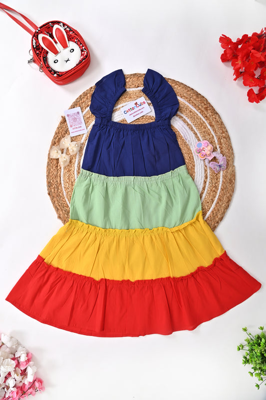Rainbow Tiered Frock – Multi-Color Magic